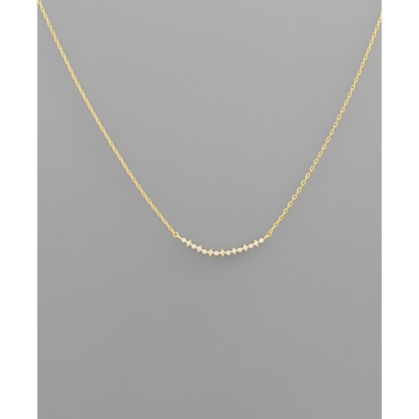 CZ Bar Necklace-Gold