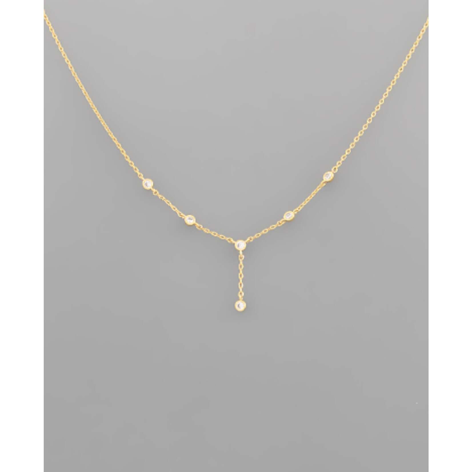 CZ Drop Necklace-Gold