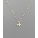 Crystal Cross Necklace-Gold