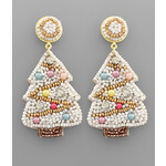 Christmas Tree Earrings-White/Multi