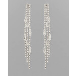 CZ Cup Chain Earrings-Silver