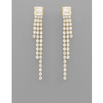 Crystal Fringe Earrings-Gold