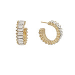 20mm Baguette Hoops-Clear/Gold
