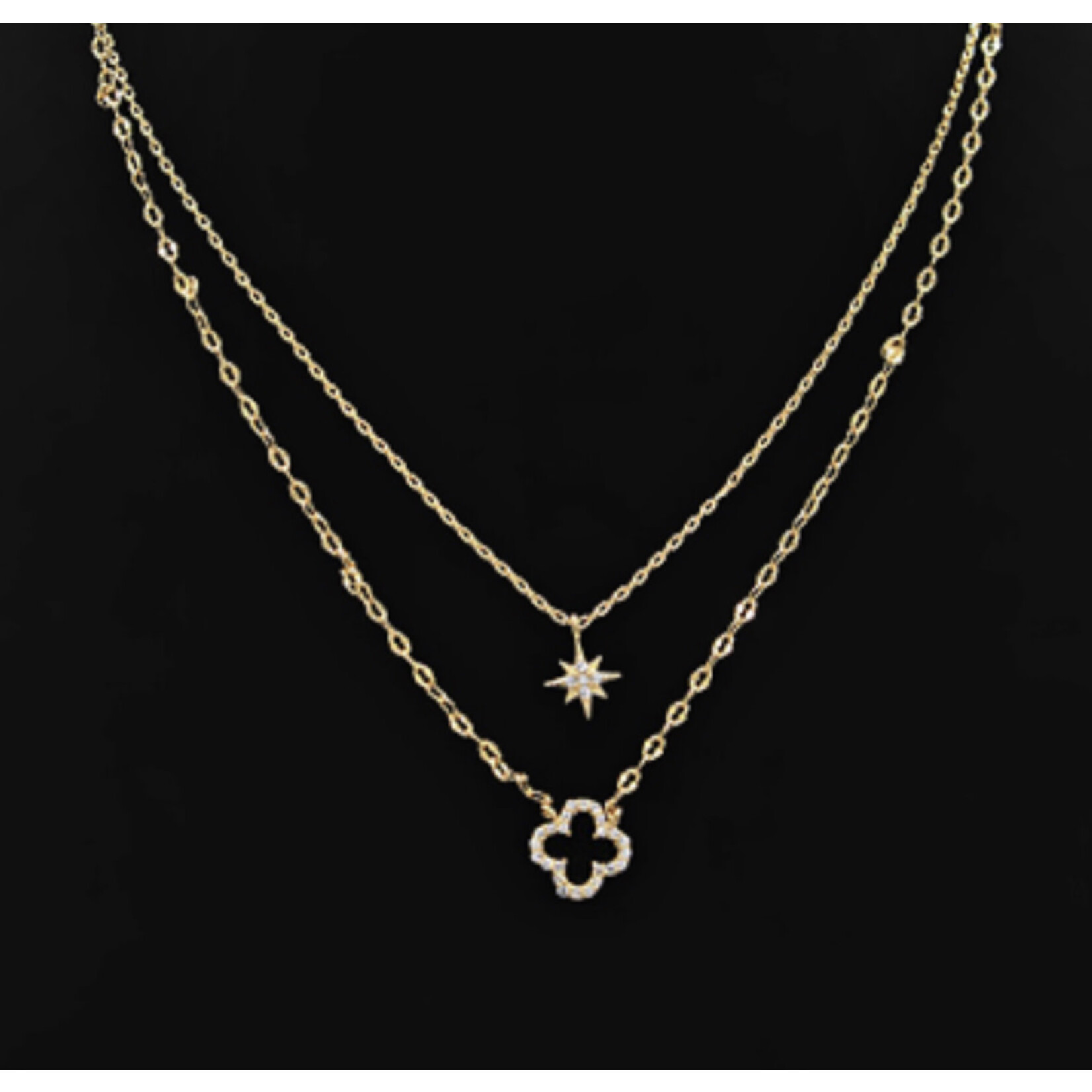 CZ Star & Clover Necklace