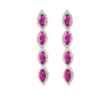 Marquis 4 Stone Earring-Fuchsia