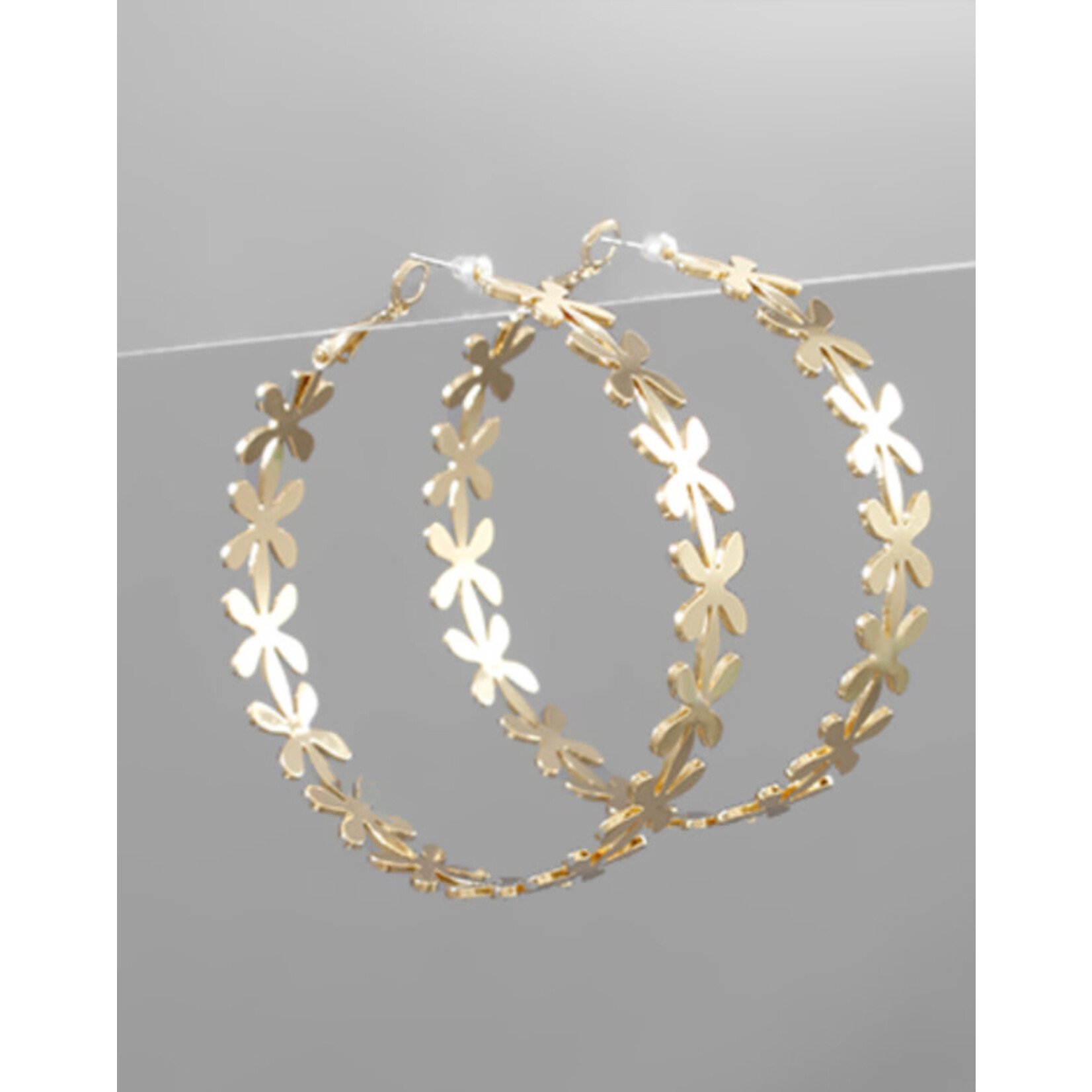 Gold Flower Hoops