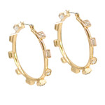 Square Stone Hoops-Gold