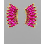 Small Stone Wing Earrings-Fuchsia