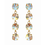4 Stone Drop Earrings-AB/Gold
