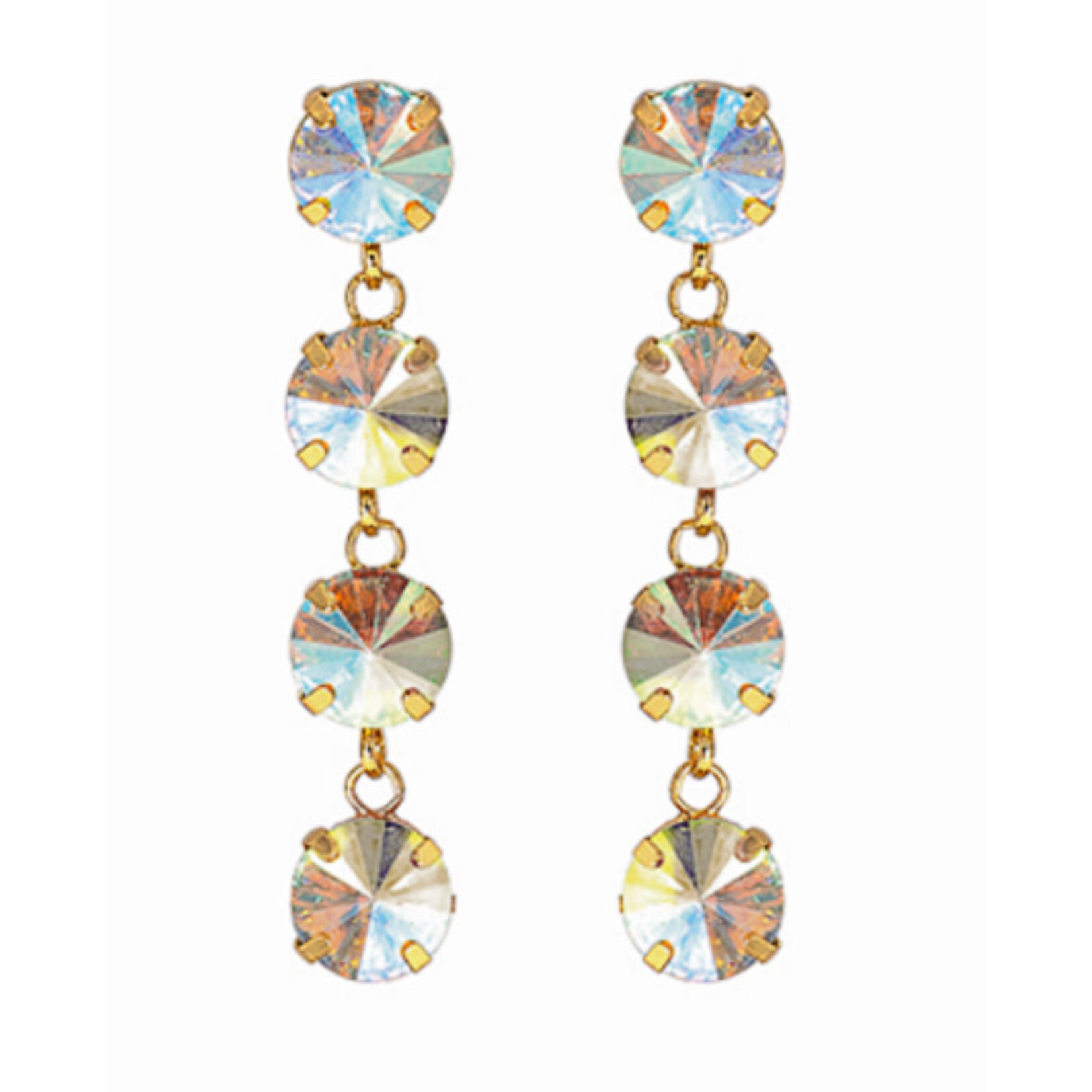 4 Stone Drop Earrings-AB/Gold