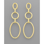Circle and Oval Link Earrings-Gold