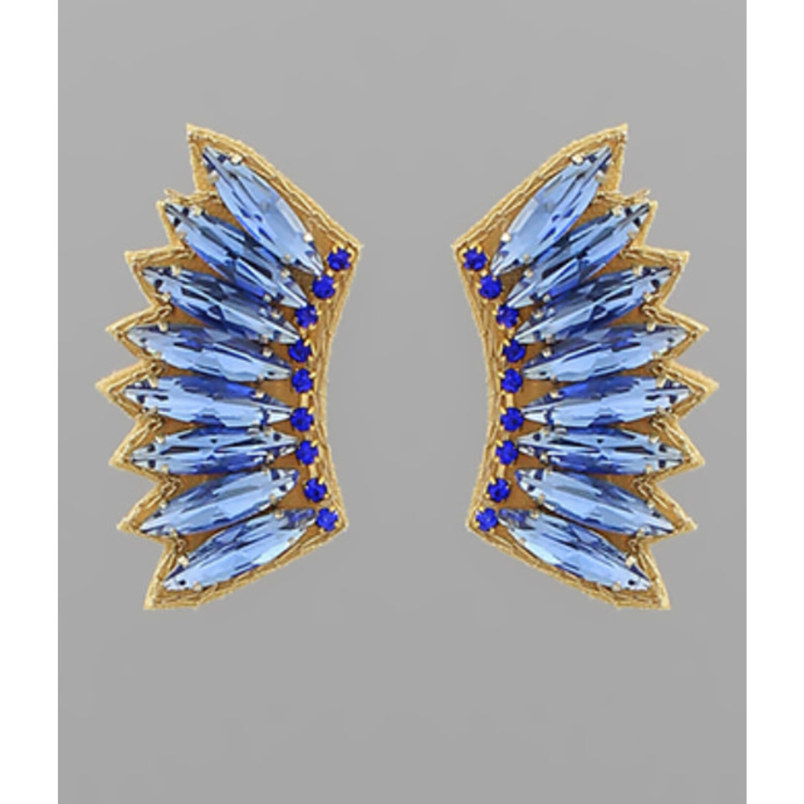 Small Stone Wing Earrings-Sapphire