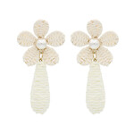 Pearl and Raffia Flower Earrings