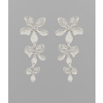 Triple Flower Earrings-Silver