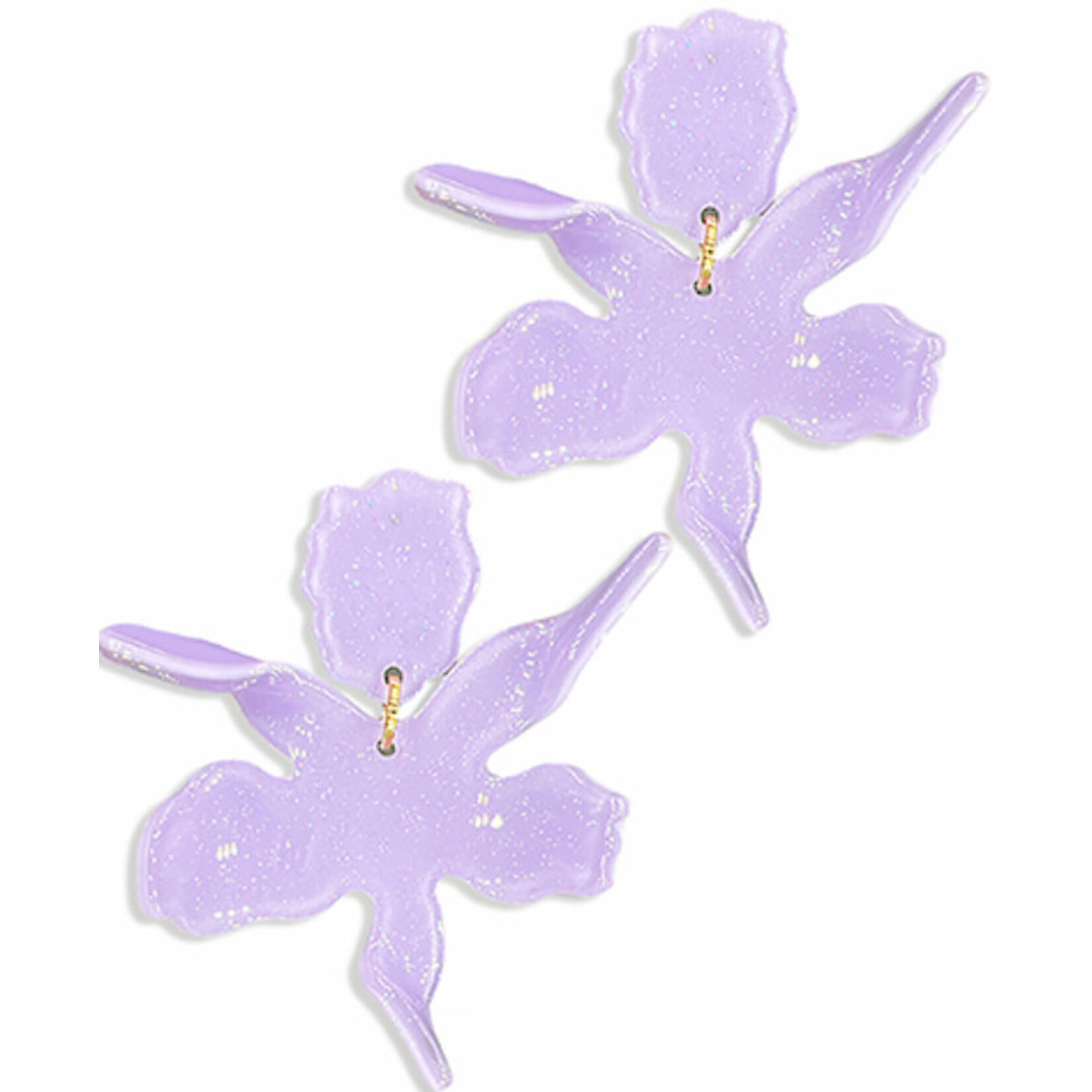Glitter Acrylic Flower Earrings-Lilac