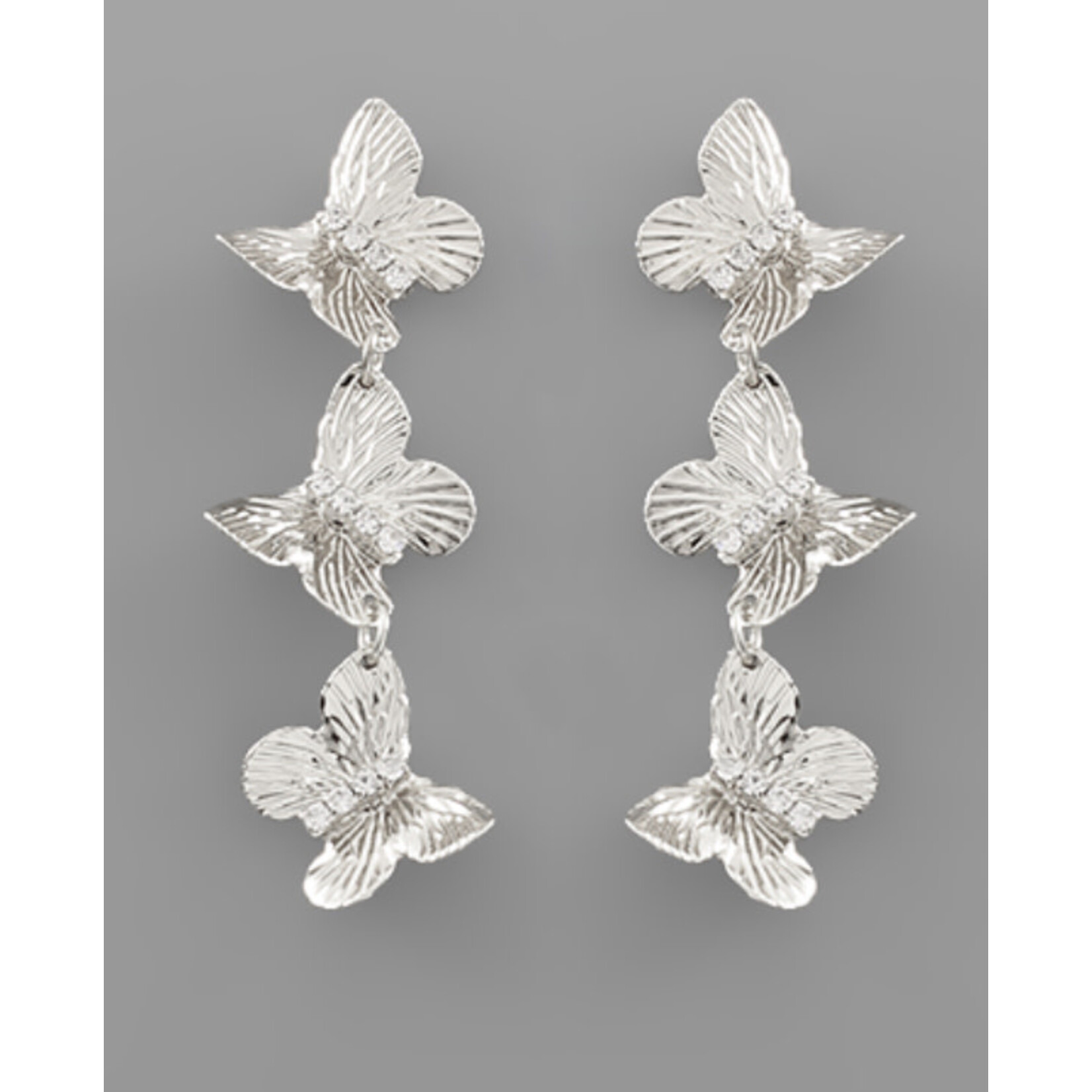 3 Butterfly Earrings-Silver