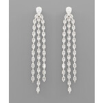 CZ Tassel Earrings-Silver