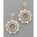 Crystal Floral Circle Earrings-Gold