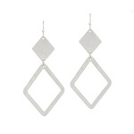 Worn Silver Double Diamond Earrings