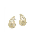 Gold Teardrop With Rhinestone Earrings