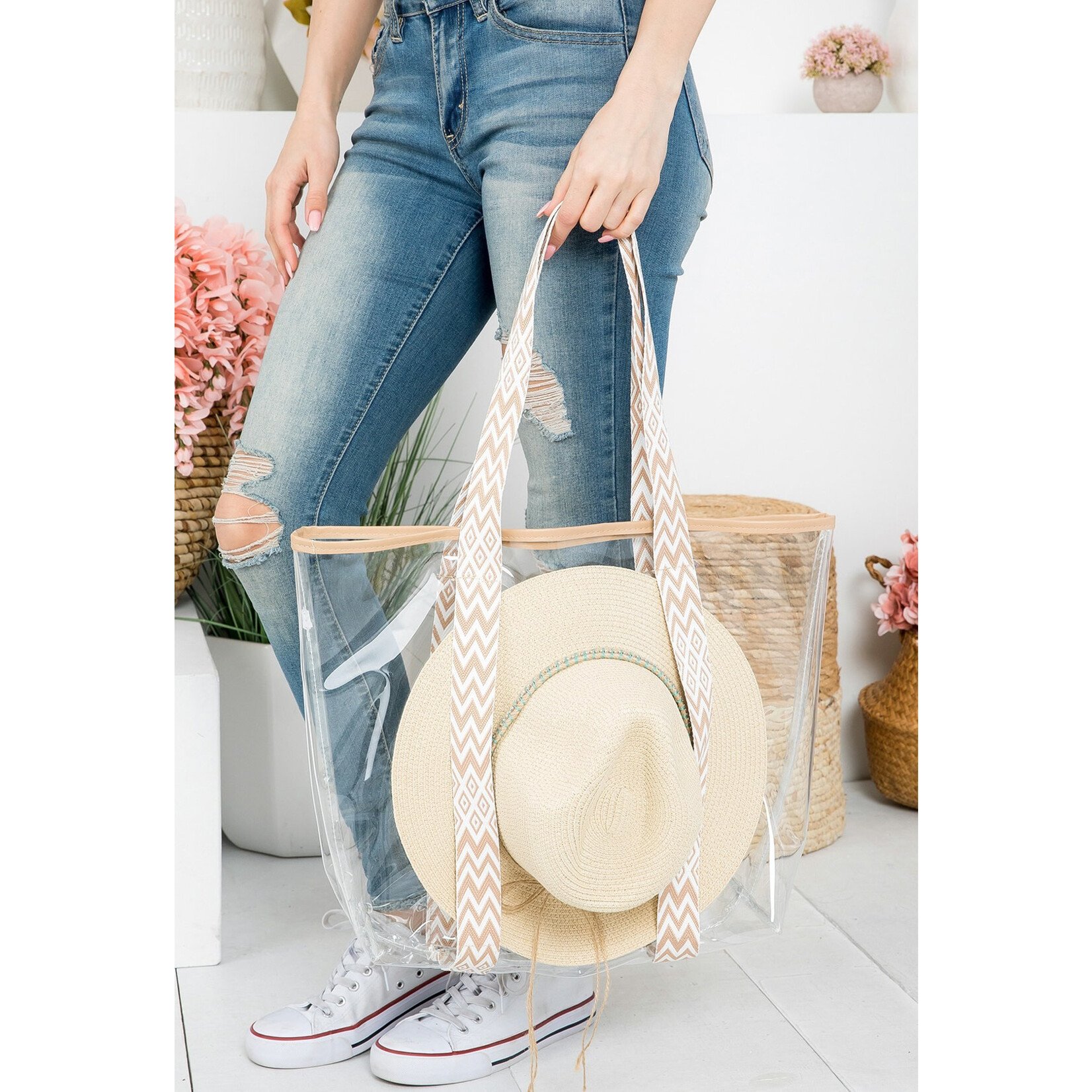 Clear Tote Bag - Taupe