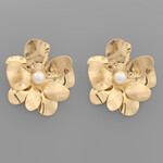 2 Layer  Flower & Pearl Earrings