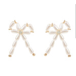 Pearl & CZ Bow Earrings