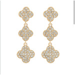 Pave 3 Clover Earrings