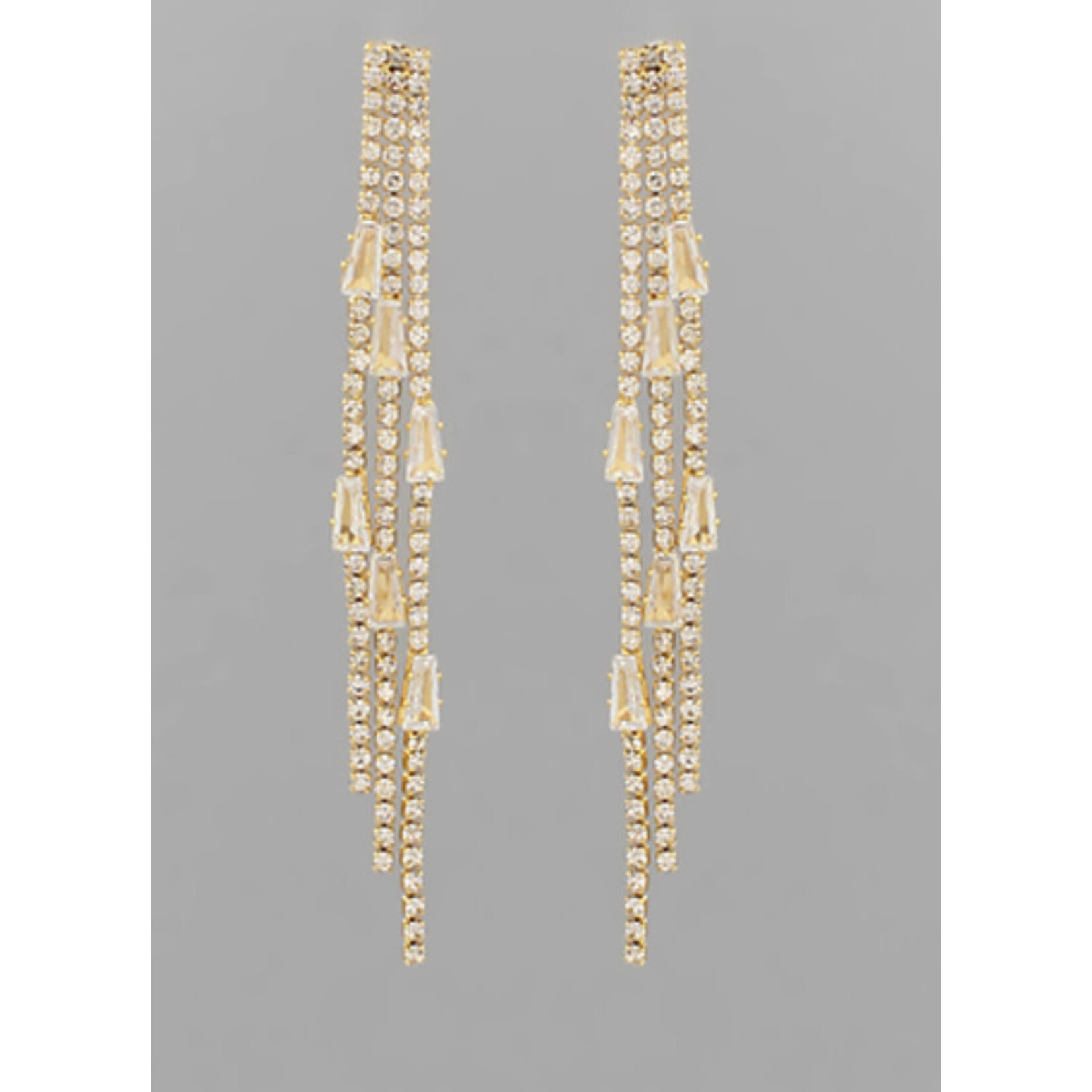 CZ Cup Chain Earrings-Gold