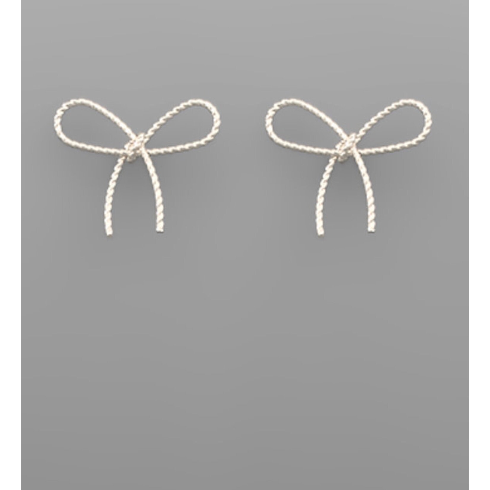 Textured Bow Earrings-Silver
