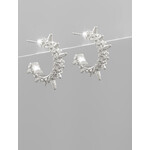 Spike Textured Hoops - Silver