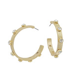 Gold Hoops with CZ Studs-1.5 inch