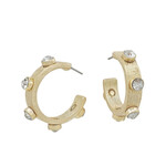 Gold Hoops With CZ Studs-1 inch