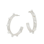 Silver Hoops with Pearl Studs-1.75 inch