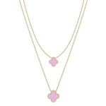 Double Layer Clover Necklace-Pink