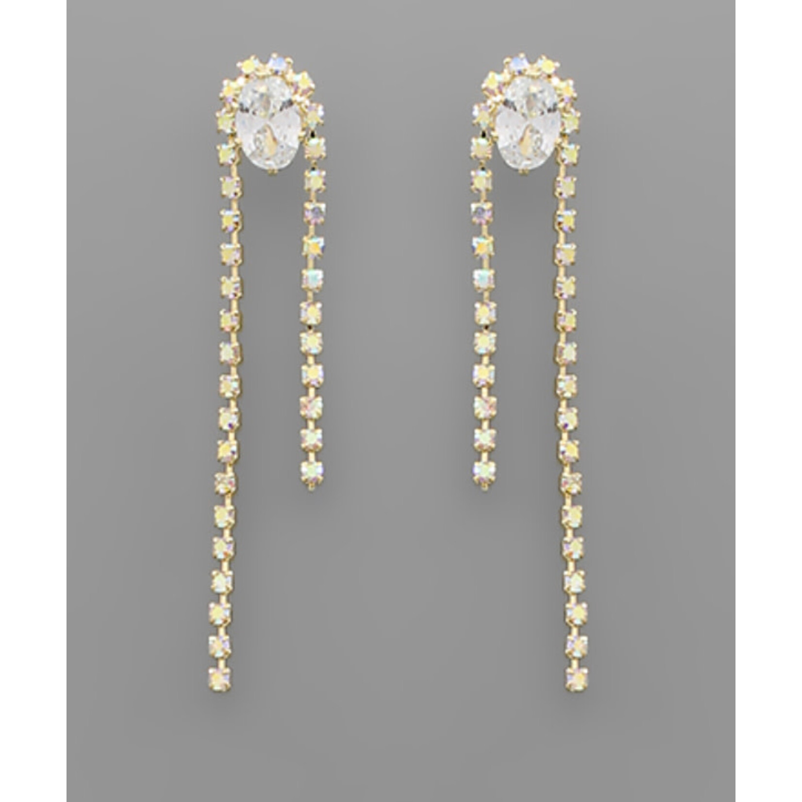 Solitare Row Earrings-Gold