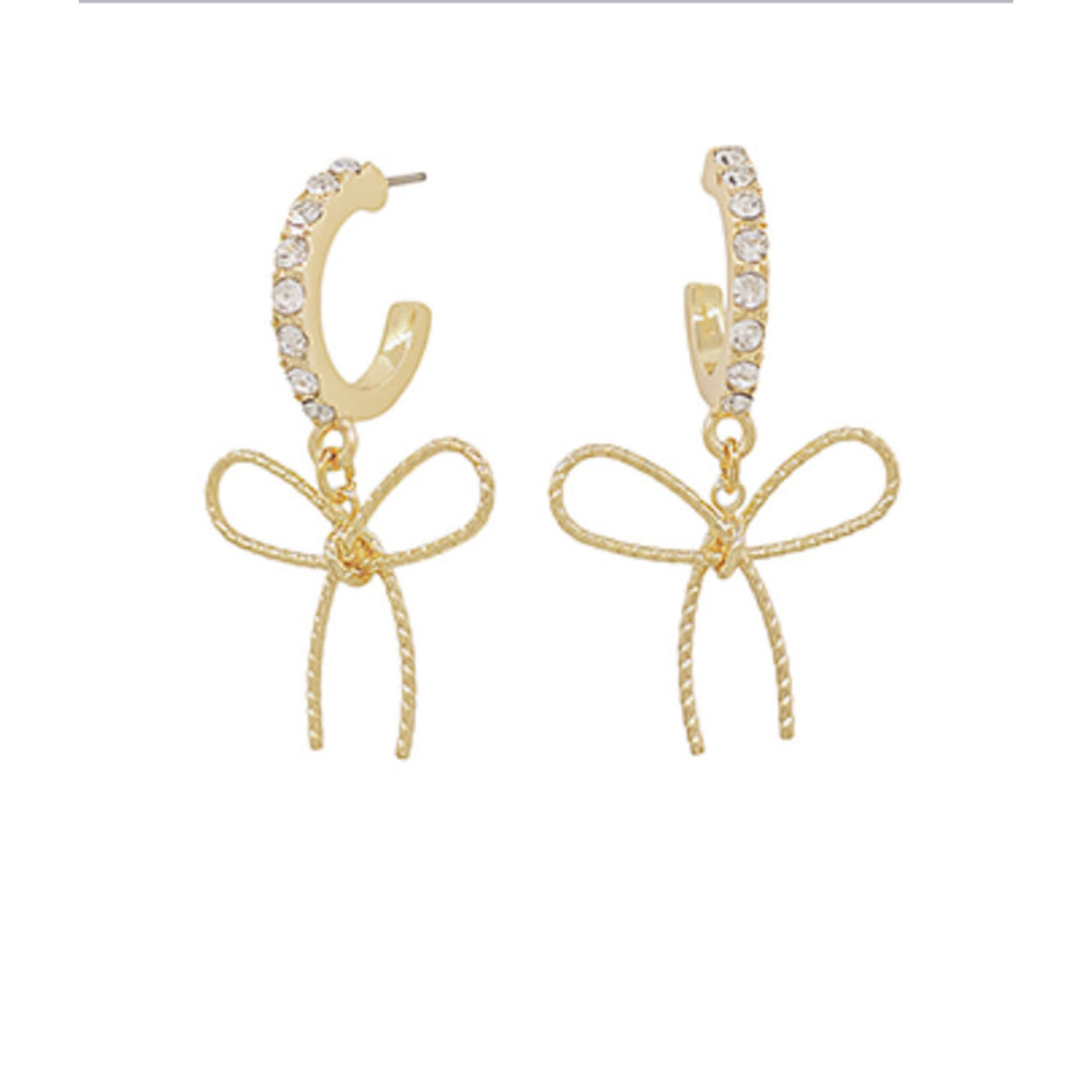 Pave Hoops with Gold Bow