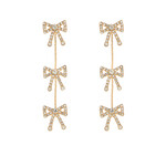 CZ Triple Bow Drop Earrings