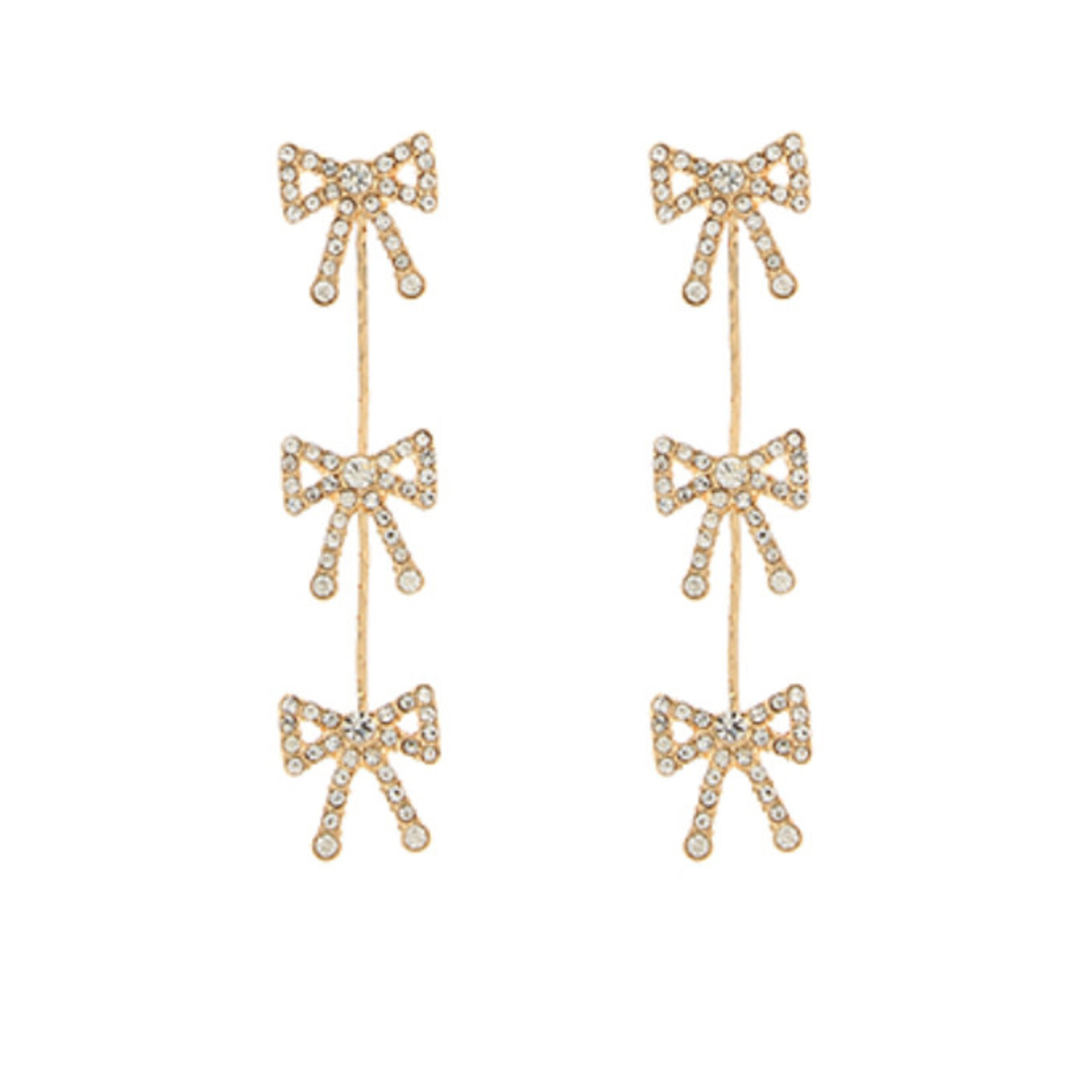 CZ Triple Bow Drop Earrings