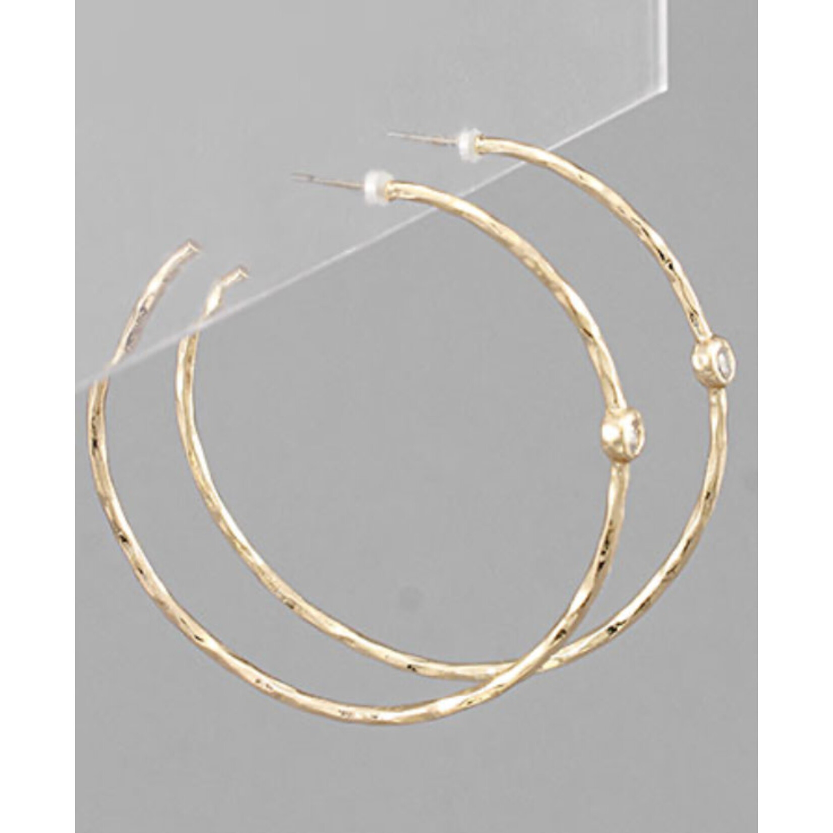 Gold Hoops With Solitare CZ