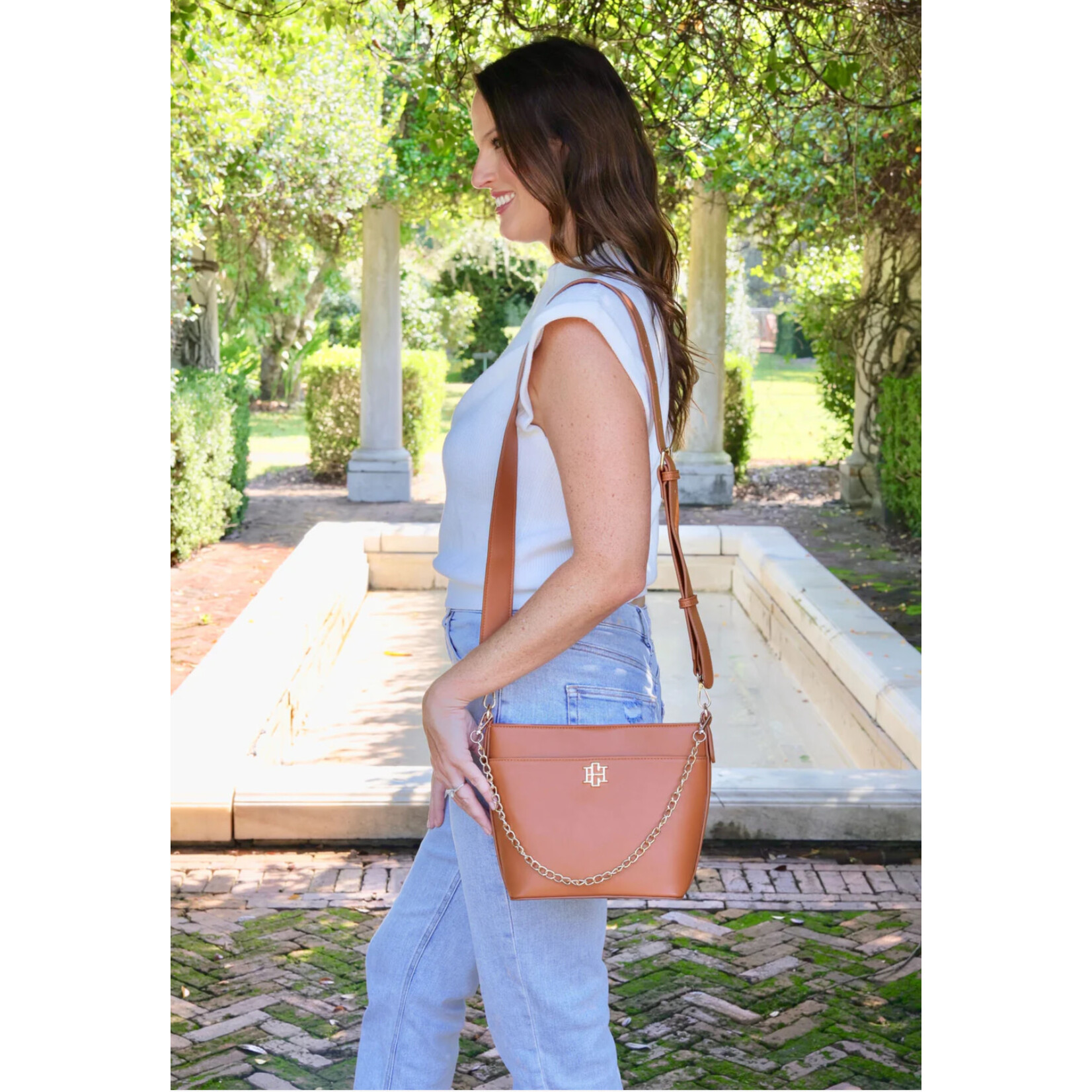 Caroline Hill Brielle Bucket Bag-Camel
