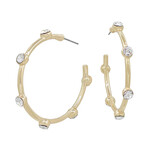 Gold Rhinestone Studded Hoops