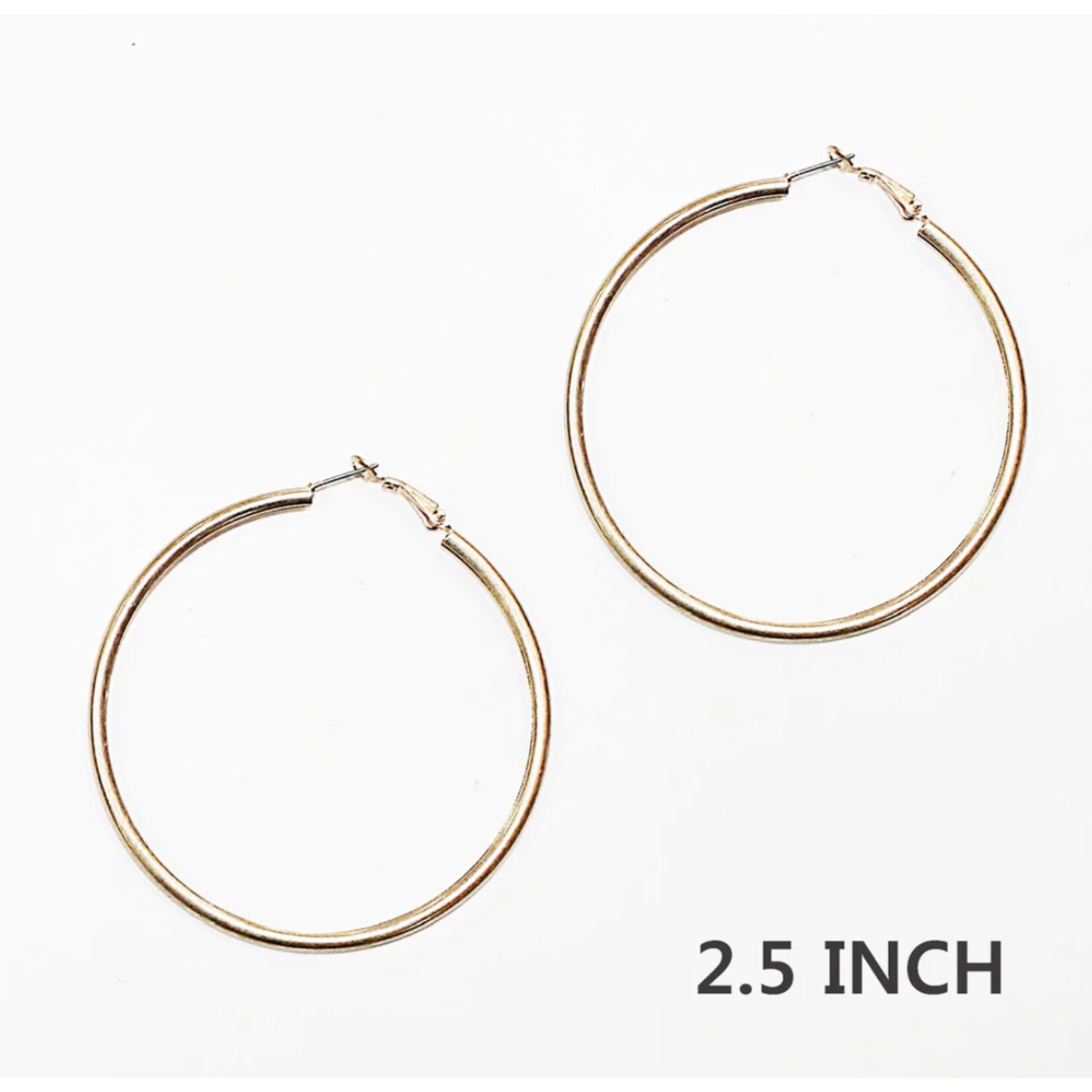 Worn Gold Hoop Earrings-2.5 inch