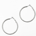 Worn Silver Hoop Earrings-2.5 inch