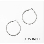 Worn Silver Hoop Earrings- 1.75 inch