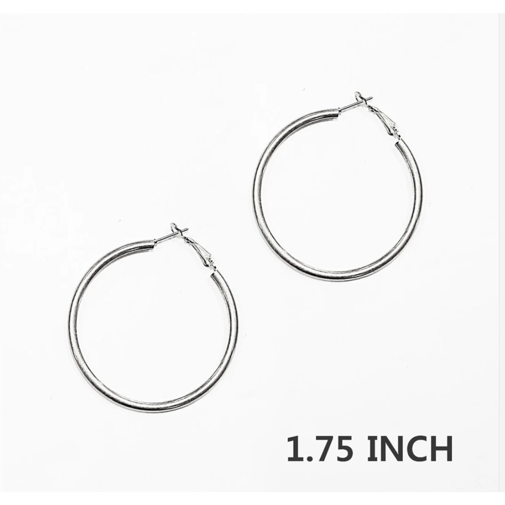 Worn Silver Hoop Earrings- 1.75 inch