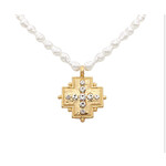 Crystal Cross Baroque Pearl Necklace