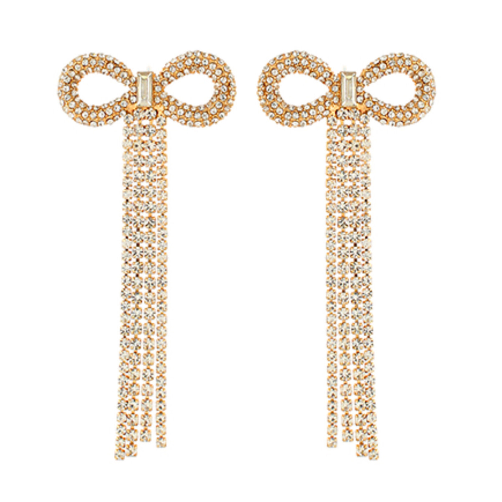 CZ Pave Bow Earrings-Gold