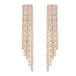 CZ Baguette 5 Line Drop Earrings-Gold