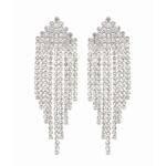 Triangle CZ Fringe Earrings-Silver